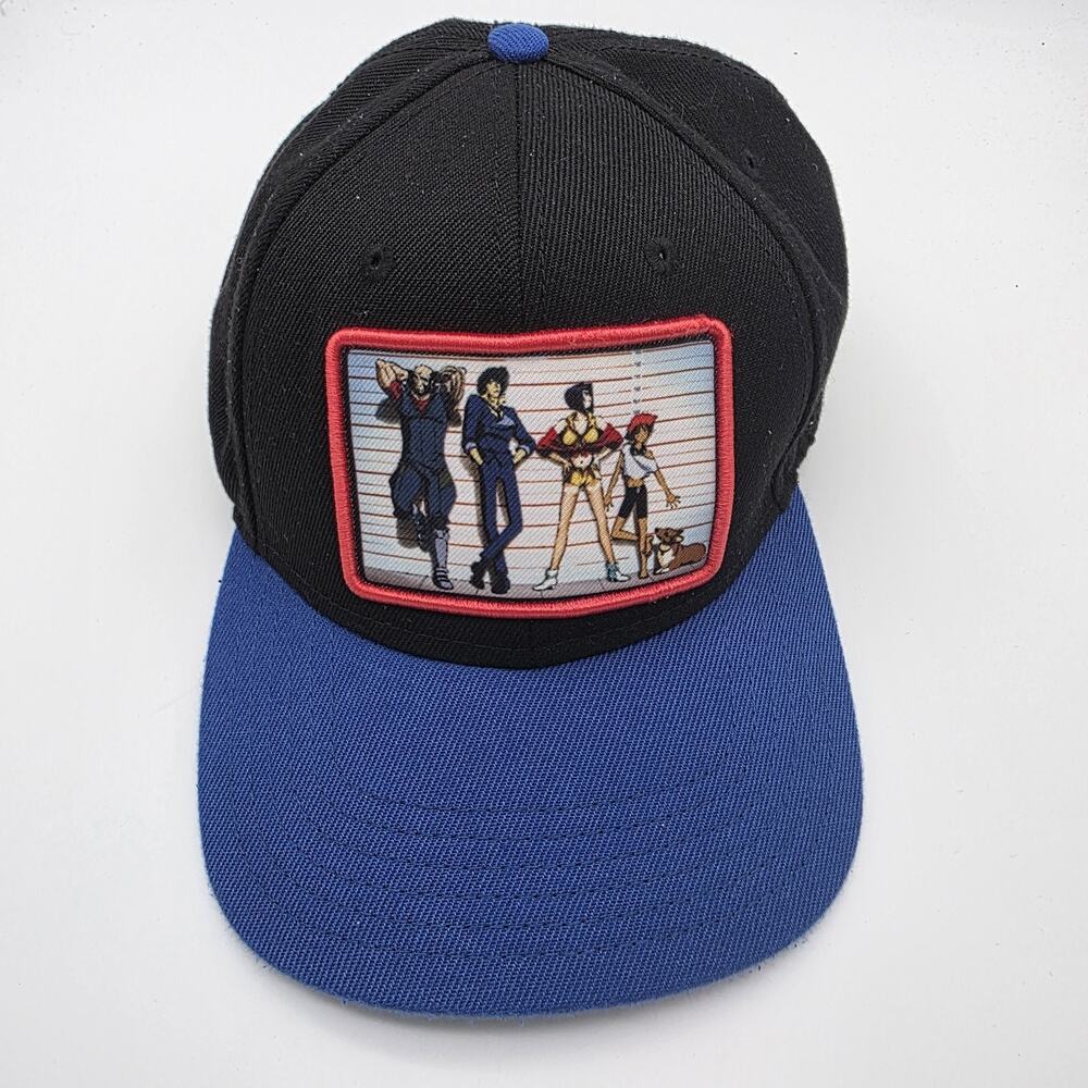 Cowboy Bebop Anime Snapback Hat Spike Faye Ein Black Blue Graphic Underbill
